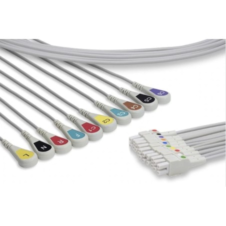 GE Mac Compatible ECG 10 Lead Wires, Snap End