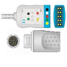 Wielorazowy kabel EKG - główny, 3/5 odpr, wtyk 12 pin, typu Mindray.