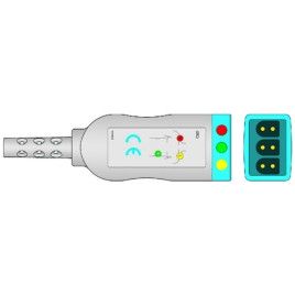 Wielorazowy kabel EKG - główny, 3 odpr, wtyk 10 pin, typu Siemens.